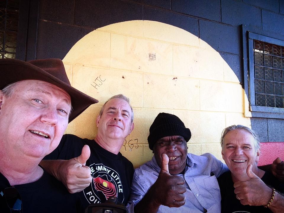 Phil Evans with Buzz Bidstrup (Angels, GANGgajang), Sammy Butcher (Warumpi Band) and Kevin Bennett (Moving Pictures)